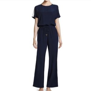 Tory Burch Navy & White Color-block Jumpsuit